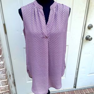 Ann Taylor Loft, Burgundy & Cream, Sleeveless, Blouse, Size XS